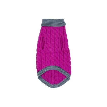 Royal Rosa With Gray Fringe - Mr. Peanut's Knitted Acrylic Dog Sweaters - X Large