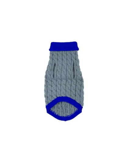 Gray With Regal Blue Fringe - Mr. Peanut's Knitted Acrylic Dog Sweaters - XX Large