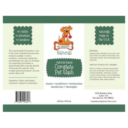 Mr. Peanut's Naturals 5 In 1 Pet Wash - Organic Dog Shampoo & Conditioner - Defense Against Dandruff, Allergies, & Itchy, Dry, Sensitive Skin -