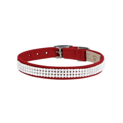 Red - Susan Lanci Designs 3 Row Giltmore Crystals Collar - XL