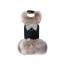 Black - Susan Lanci Designs Platinum Glitzerati Nouveau Bow Silver Fox Faux Fur Coat - Medium