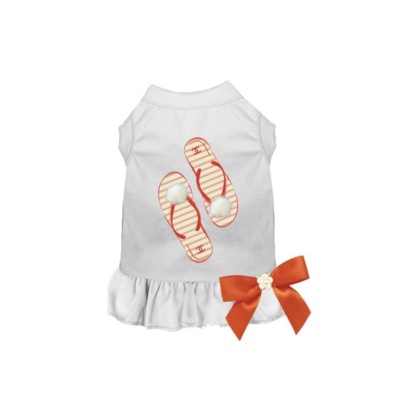 WHITE - My Favorite Fuzzy Flip Flops Dog Dress - 2X Large