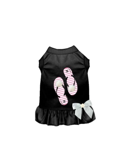 BLACK - My Favorite Fuzzy Flip Flops Dog Dress - 2X Large