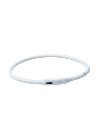 White - Silicone Cuttable LED Illuminated Dog Collar - USB Rechargeable