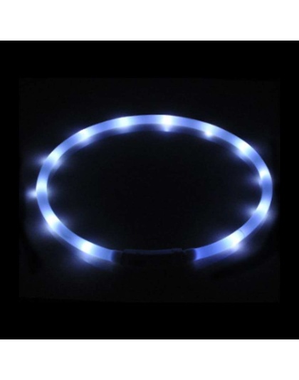 White - Silicone Cuttable LED Illuminated Dog Collar - USB Rechargeable