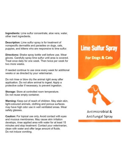 Classic's Lime Sulfur Spray Pet Care for Dry and Itchy Skin - 8 fl oz