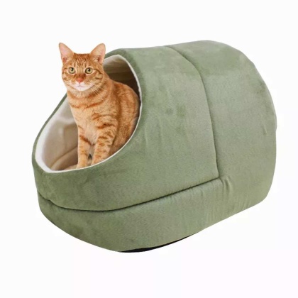 Sage Green - GOOPAWS Cat Cave for Cat and Warming Burrow Cat Bed, Pet Hideway Sleeping Cuddle Cave - 18" x14" x12"
