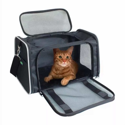 Black / Grey - GOOPAWS Soft-Sided Kennel Pet Carrier for Small Dogs, Cats, Puppy, Airline Approved Cat Carriers Dog Carrier Collapsible, Travel Handbag & Car Seat - 17" x 10" x 11.5"