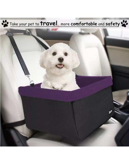 Purple - JESPET & GOOPAWS Dog Booster Seats for Cars, Portable Dog Car Seat Travel Carrier with Seat Belt for 24lbs Pets - 16" L x 13" D x 9" H
