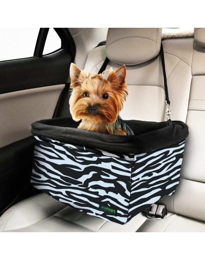 Zebra - JESPET & GOOPAWS Dog Booster Seats for Cars, Portable Dog Car Seat Travel Carrier with Seat Belt for 24lbs Pets - 16" L x 13" D x 9" H