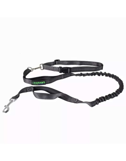 Black - JESPET Hands Free Dog Leash for Running, Walking, Hiking Jogging for Medium & Large Dogs up to 150lbs, Durable Dual Handle Waist Leash with Reflective Bungee and Adjustable Waist - 1'' x 48''