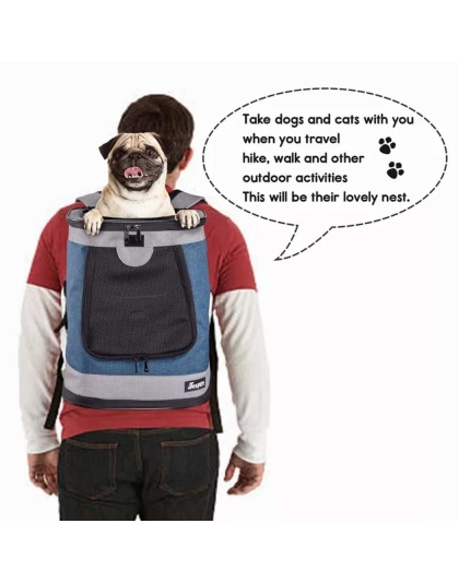 Blue Grey - JESPET Pet Backpack Carrier for Small Dog, Puppy, Soft Carrier Backpack Ideal for Traveling, Hiking, Walking and Outdoor Activities with Family - 13"x 12"x 17"
