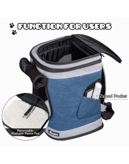 Blue Grey - JESPET Pet Backpack Carrier for Small Dog, Puppy, Soft Carrier Backpack Ideal for Traveling, Hiking, Walking and Outdoor Activities with Family - 13"x 12"x 17"
