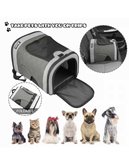 Smoke Grey - JESPET Pet Backpack Carrier for Small Dog, Puppy, Soft Carrier Backpack Ideal for Traveling, Hiking, Walking and Outdoor Activities with Family - 13"x 12"x 17"
