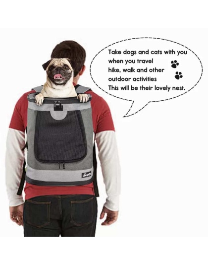 Smoke Grey - JESPET Pet Backpack Carrier for Small Dog, Puppy, Soft Carrier Backpack Ideal for Traveling, Hiking, Walking and Outdoor Activities with Family - 13"x 12"x 17"