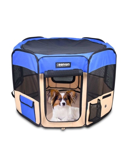 Blue - JESPET Pet Dog Playpens 36", 45" & 61" Portable Soft Dog Exercise Pen Kennel with Carry Bag for Puppy Cats Kittens Rabbits, Indoor/Outdoor Use - 36x36x24 Inch