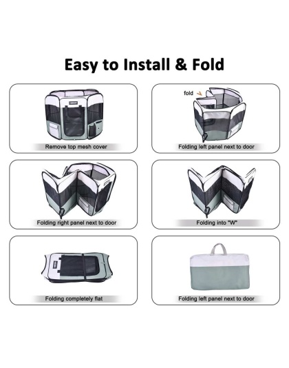 Shale Green - JESPET Pet Dog Playpens 36", 45" & 61" Portable Soft Dog Exercise Pen Kennel with Carry Bag for Puppy Cats Kittens Rabbits, Indoor/Outdoor Use - 45x45x24 Inch