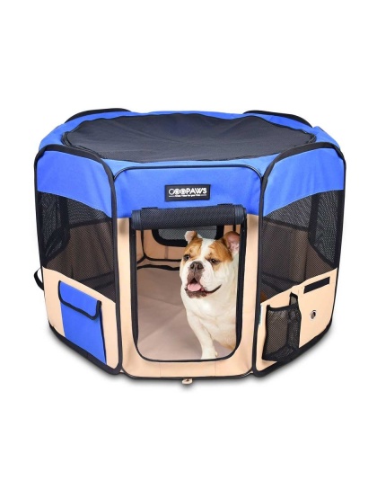 Blue - JESPET Pet Dog Playpens 36", 45" & 61" Portable Soft Dog Exercise Pen Kennel with Carry Bag for Puppy Cats Kittens Rabbits, Indoor/Outdoor Use - 61x61x30 Inch
