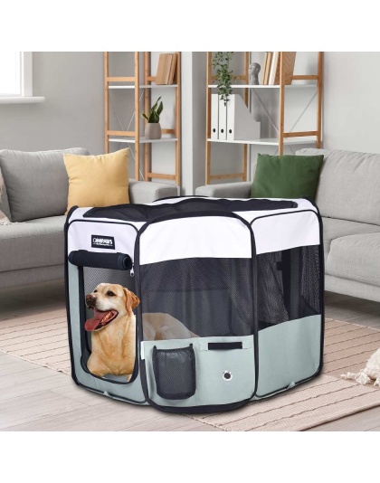 Shale Green - JESPET Pet Dog Playpens 36", 45" & 61" Portable Soft Dog Exercise Pen Kennel with Carry Bag for Puppy Cats Kittens Rabbits, Indoor/Outdoor Use - 61x61x30 Inch