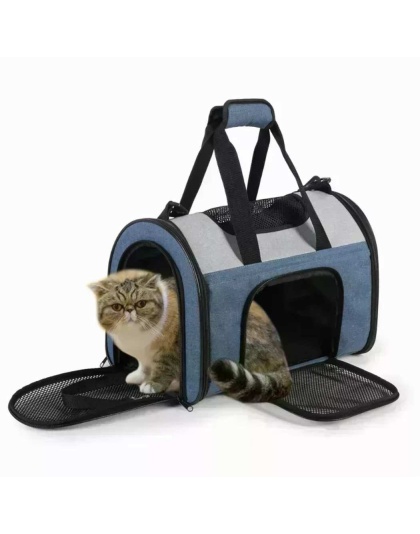 Blue Grey - JESPET Soft-Sided Kennel Pet Carrier for Small Dogs, Cats, Puppy, Airline Approved Cat Carriers Dog Carrier Collapsible, Travel Handbag & Car Seat - 16" x 10" x 11"