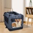 Grey - JESPET Soft Pet Crates Kennel, 3 Door Soft Sided Folding Travel Pet Carrier with Straps and Fleece Mat for Dogs, Cats, Rabbits, Indoor/Outdoor Use with Grey, Blue & Beige, Black - 26"L x 20"W x 20"H