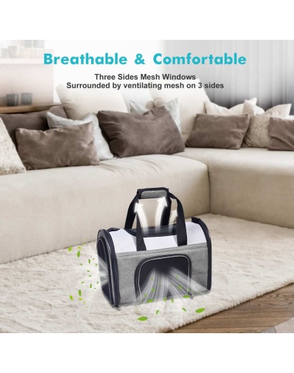 Smoke Grey - JESPET Soft-Sided Kennel Pet Carrier for Small Dogs, Cats, Puppy, Airline Approved Cat Carriers Dog Carrier Collapsible, Travel Handbag & Car Seat - 16" x 10" x 11"