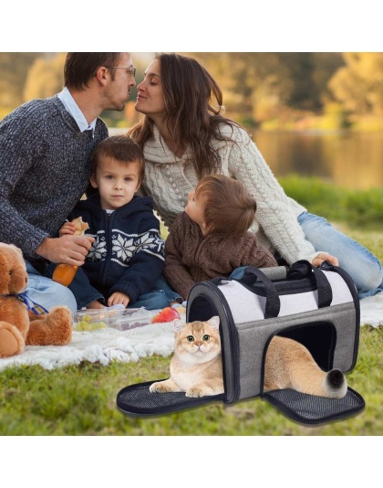 Smoke Grey - JESPET Soft-Sided Kennel Pet Carrier for Small Dogs, Cats, Puppy, Airline Approved Cat Carriers Dog Carrier Collapsible, Travel Handbag & Car Seat - 16" x 10" x 11"