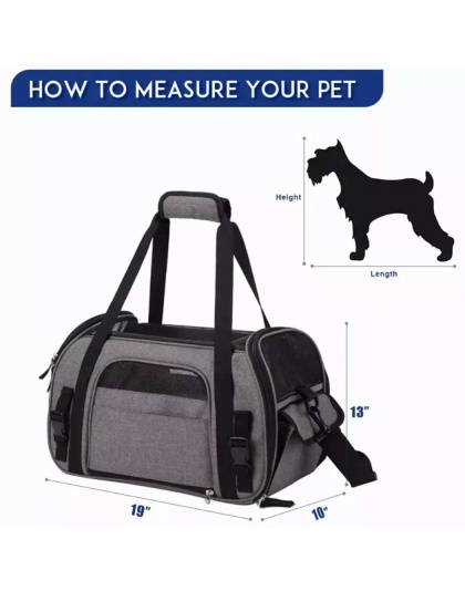 Smoke Grey - JESPET Soft-Sided Kennel Pet Carrier for Small Dogs, Cats, Puppy, Airline Approved Cat Carriers Dog Carrier Collapsible, Travel Handbag & Car Seat - 17" x 9" x 11.5"
