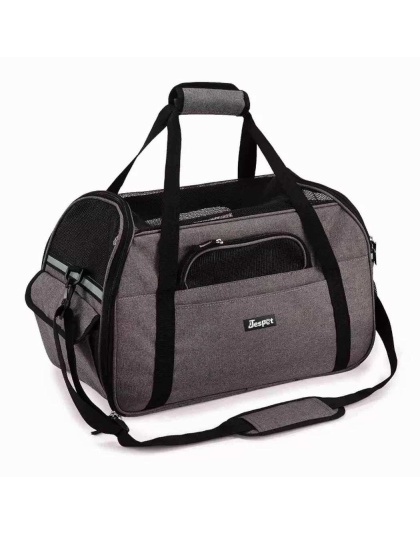 Smoke Grey - JESPET Soft-Sided Kennel Pet Carrier for Small Dogs, Cats, Puppy, Airline Approved Cat Carriers Dog Carrier Collapsible, Travel Handbag & Car Seat - 17" x 9" x 11.5"