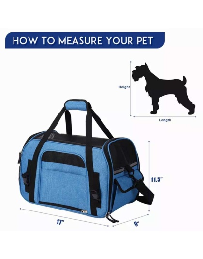 Turquoise Blue - JESPET Soft-Sided Kennel Pet Carrier for Small Dogs, Cats, Puppy, Airline Approved Cat Carriers Dog Carrier Collapsible, Travel Handbag & Car Seat - 17" x 9" x 11.5"