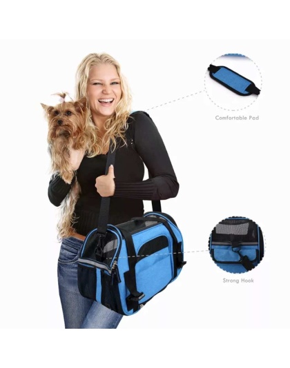 Turquoise Blue - JESPET Soft-Sided Kennel Pet Carrier for Small Dogs, Cats, Puppy, Airline Approved Cat Carriers Dog Carrier Collapsible, Travel Handbag & Car Seat - 17" x 9" x 11.5"