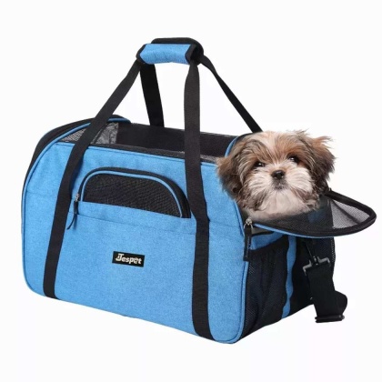 Turquoise Blue - JESPET Soft-Sided Kennel Pet Carrier for Small Dogs, Cats, Puppy, Airline Approved Cat Carriers Dog Carrier Collapsible, Travel Handbag & Car Seat - 19" x 10" x 13"