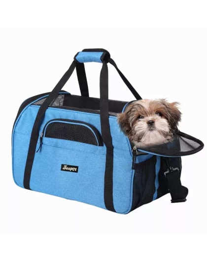 Turquoise Blue - JESPET Soft-Sided Kennel Pet Carrier for Small Dogs, Cats, Puppy, Airline Approved Cat Carriers Dog Carrier Collapsible, Travel Handbag & Car Seat - 19" x 10" x 13"