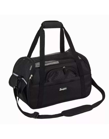 Black - JESPET Soft-Sided Kennel Pet Carrier for Small Dogs, Cats, Puppy, Airline Approved Cat Carriers Dog Carrier Collapsible, Travel Handbag & Car Seat - 17" x 9" x 11.5"