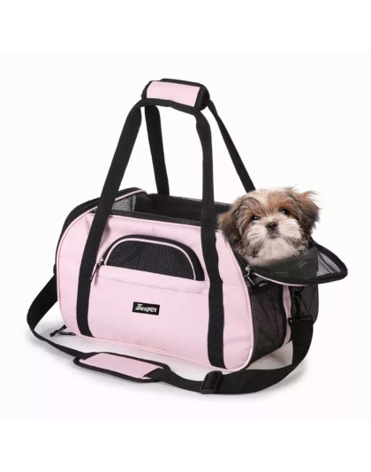Pink - JESPET Soft-Sided Kennel Pet Carrier for Small Dogs, Cats, Puppy, Airline Approved Cat Carriers Dog Carrier Collapsible, Travel Handbag & Car Seat - 17" x 9" x 11.5"