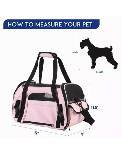 Pink - JESPET Soft-Sided Kennel Pet Carrier for Small Dogs, Cats, Puppy, Airline Approved Cat Carriers Dog Carrier Collapsible, Travel Handbag & Car Seat - 17" x 9" x 11.5"