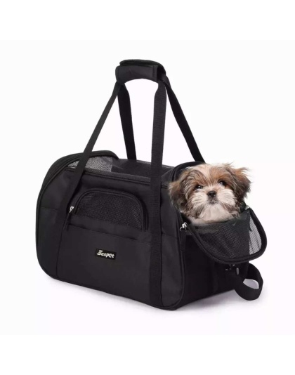 Black - JESPET Soft-Sided Kennel Pet Carrier for Small Dogs, Cats, Puppy, Airline Approved Cat Carriers Dog Carrier Collapsible, Travel Handbag & Car Seat - 19" x 10" x 13"