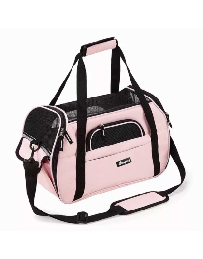 Pink - JESPET Soft-Sided Kennel Pet Carrier for Small Dogs, Cats, Puppy, Airline Approved Cat Carriers Dog Carrier Collapsible, Travel Handbag & Car Seat - 17" x 9" x 11.5"