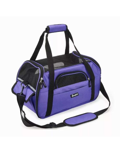 Purple - JESPET Soft-Sided Kennel Pet Carrier for Small Dogs, Cats, Puppy, Airline Approved Cat Carriers Dog Carrier Collapsible, Travel Handbag & Car Seat - 17" x 9" x 11.5"