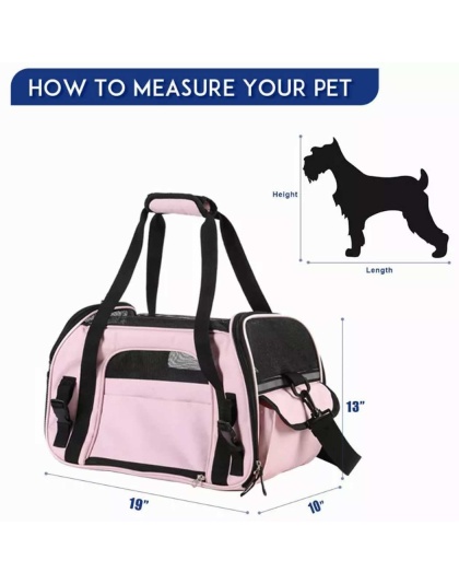 Pink - JESPET Soft-Sided Kennel Pet Carrier for Small Dogs, Cats, Puppy, Airline Approved Cat Carriers Dog Carrier Collapsible, Travel Handbag & Car Seat - 19" x 10" x 13"