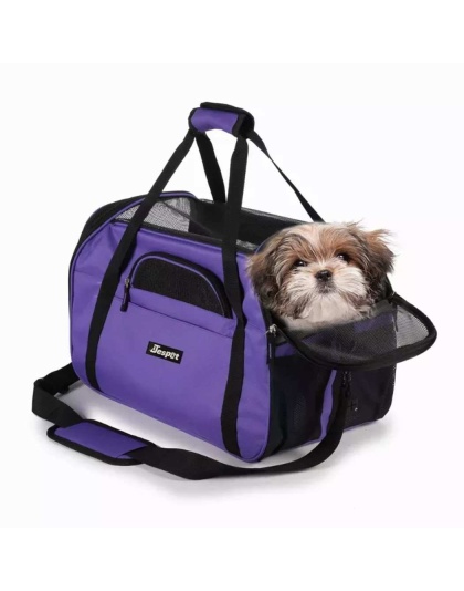 Purple - JESPET Soft-Sided Kennel Pet Carrier for Small Dogs, Cats, Puppy, Airline Approved Cat Carriers Dog Carrier Collapsible, Travel Handbag & Car Seat - 19" x 10" x 13"