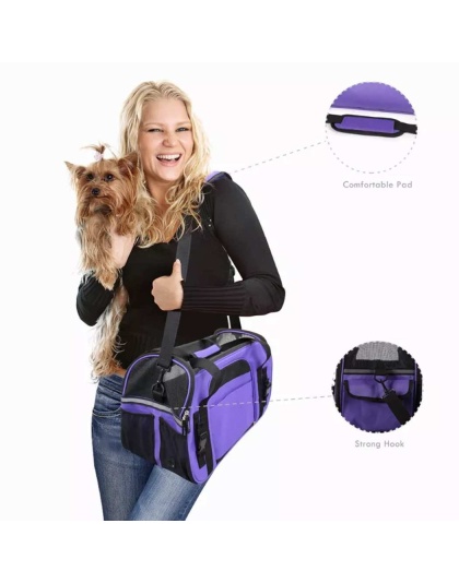 Purple - JESPET Soft-Sided Kennel Pet Carrier for Small Dogs, Cats, Puppy, Airline Approved Cat Carriers Dog Carrier Collapsible, Travel Handbag & Car Seat - 19" x 10" x 13"