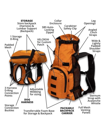 Sunset Orange - Walk-On with Harness & Storage - Large (17-19" Neck 17-24" Chest)